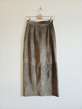 DANIER I VTG US 6 (M) Suede Maxi Skirt I olive green
